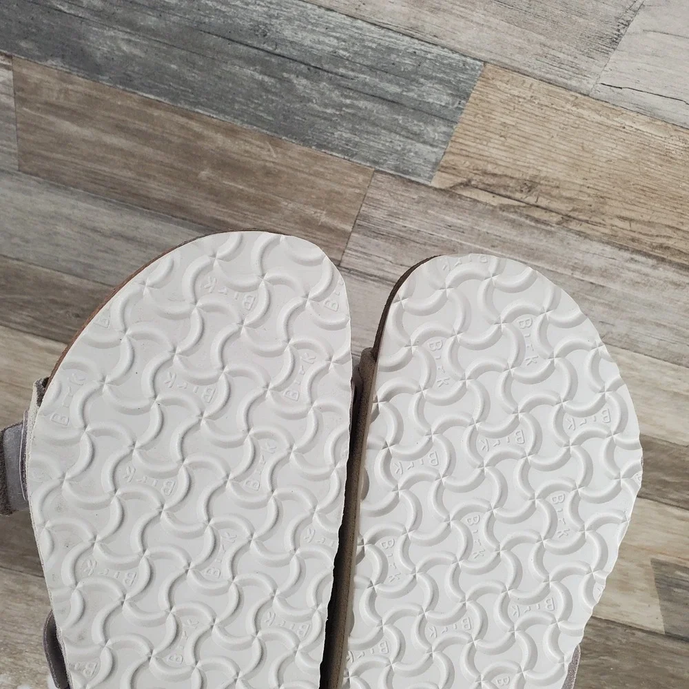 Birkenstock Uji Mens Sandals Sz 12 Casual Antique White Suede Leather Slides